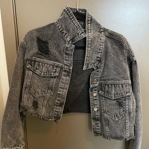 Black Cropped Jean Jacket